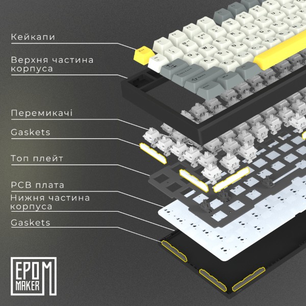 Фото - Клавіатура бездротова ігрова EPOMAKER TH80 SE Flamingo Switch Hot-Swap RGB Black (TH80-SE-B-F)