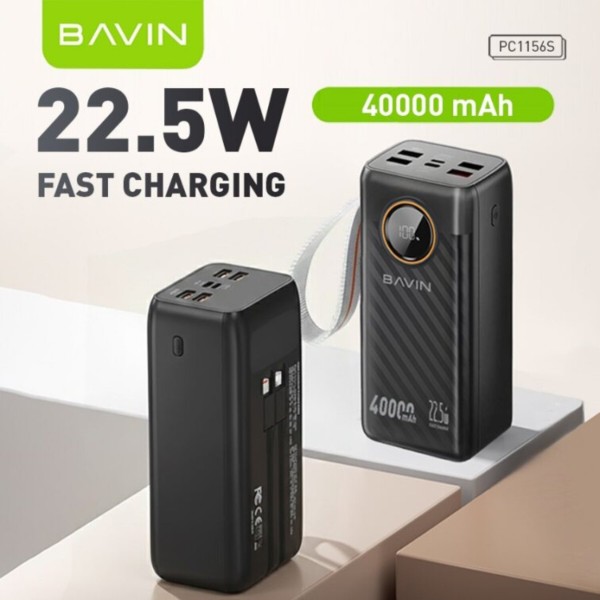 Фото - Батарея мобильная Bavin PC1156S 40000 mAh FAST CHARGING 22.5W Black (Y-PC1156S-BK)