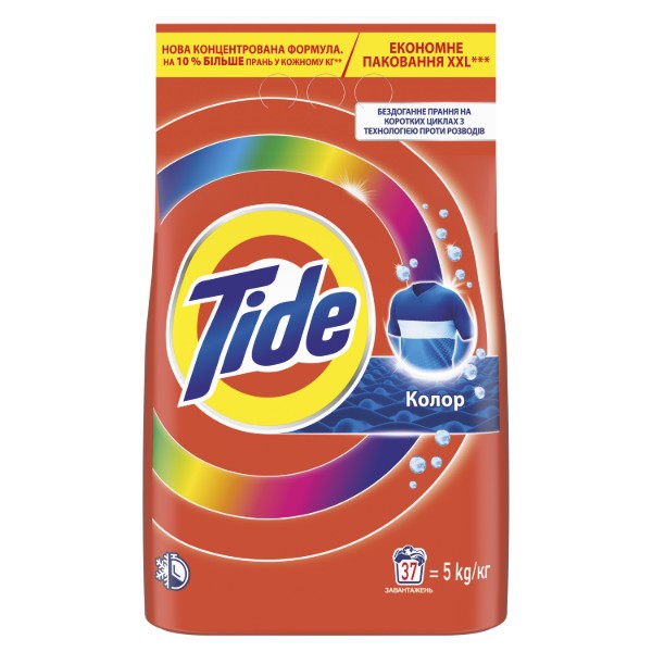 Фото - Пральний порошок Tide Аква-Пудра Color 37 циклів, 5 кг