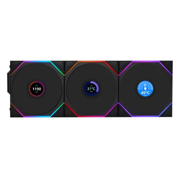 Фото - Корпусный вентилятор Lian Li UNI Fan TL WIRELESS LCD 120-3 Black (G99.12TLLCD1W3B.00)
