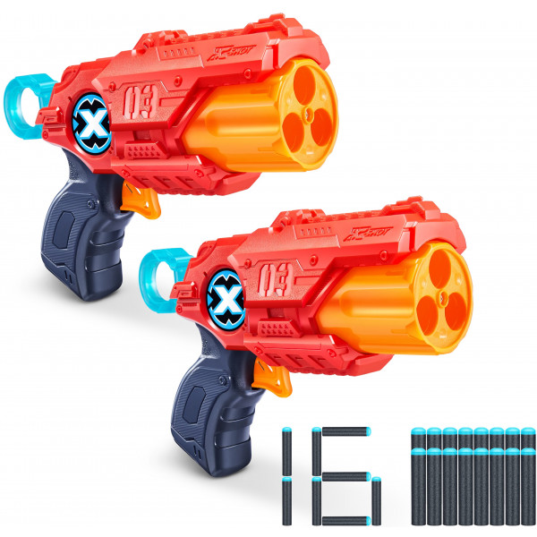 Фото - Бластер многозарядный ZURU X-Shot Red EXCEL MK 3 Double (2 бластера, 3 банки, 16 патронов) (36432R)