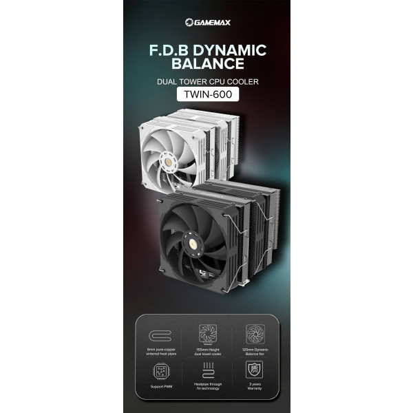 Фото - Процессорный кулер Gamemax Twin 600 Black
