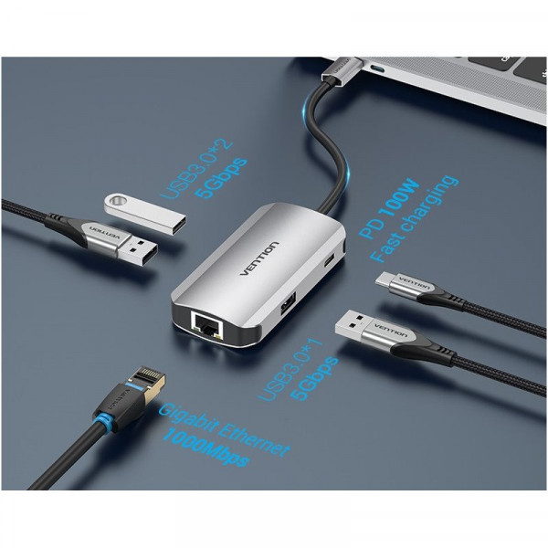 Фото - Док-станція Vention USB3.1 Type-C - USB (TNFHB)