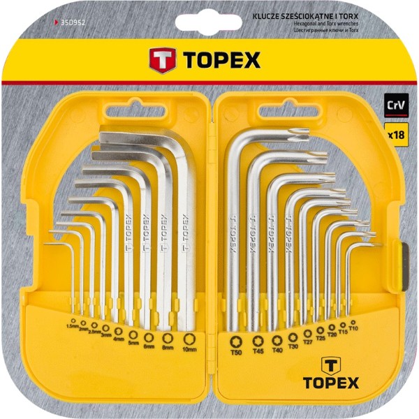 Фото - Набір шестигранних ключів TOPEX 35D952 18 шт.