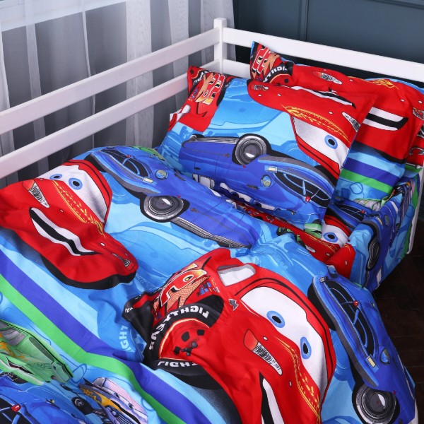 Фото - Комплект постільної білизни MirSon Бязь Kids Time 17-0778 McQueen's Racing Dreams blue 175х210 см (2200011257204)