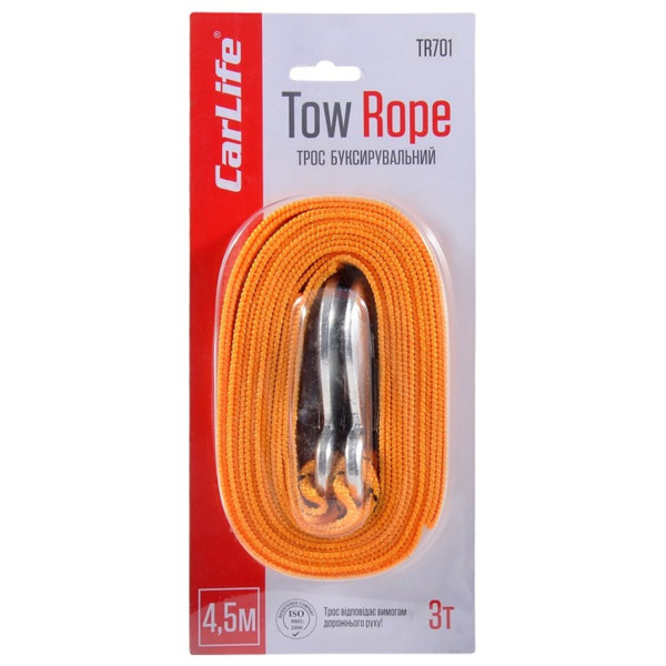 Фото - Буксировочный трос CarLife 3т,4,5м (TR701)