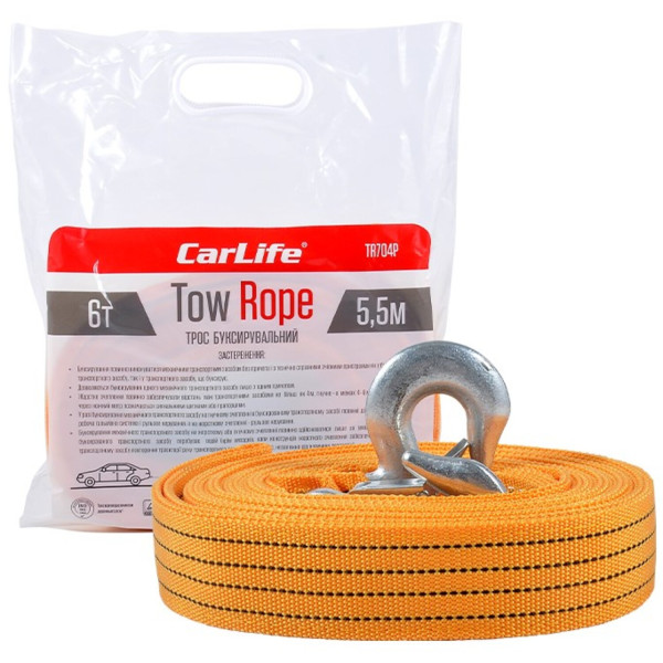Фото - Буксирувальний трос CarLife 6т,5,5м (TR704/P)