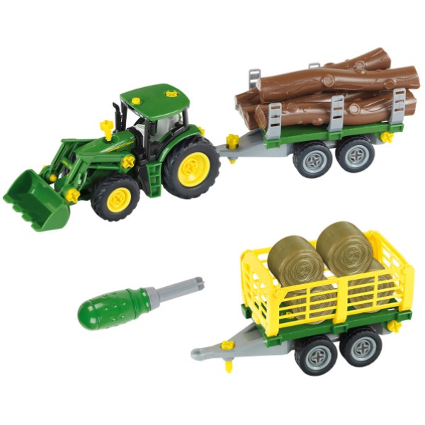 Фото - Наземная строительная техника Klein John Deere - игрушечный трактор и прицеп, 2 в 1, 1:24 (3906)