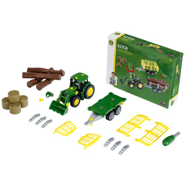 Фото - Наземная строительная техника Klein John Deere - игрушечный трактор и прицеп, 2 в 1, 1:24 (3906)