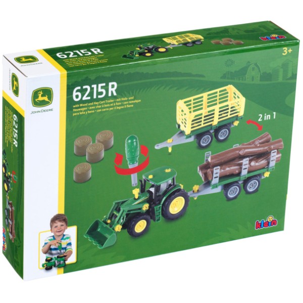 Фото - Наземная строительная техника Klein John Deere - игрушечный трактор и прицеп, 2 в 1, 1:24 (3906)