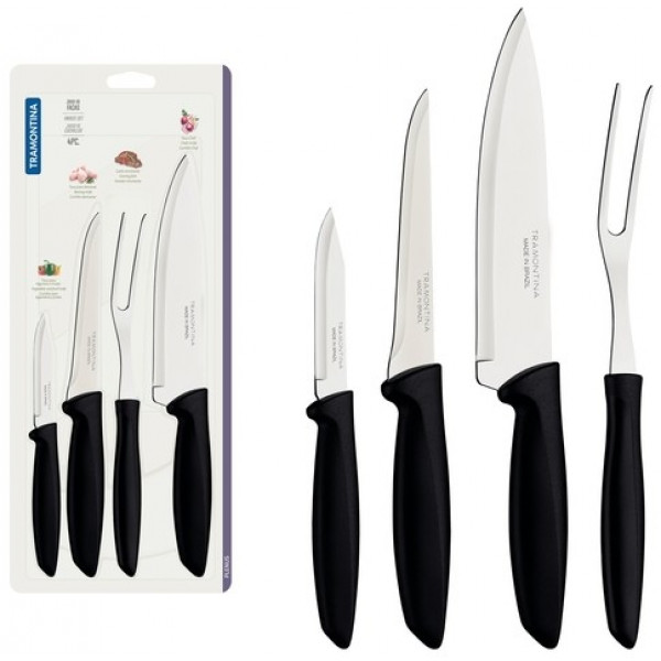 Фото - Набір ножів Tramontina Plenus Black 4 пр. (23498/031)