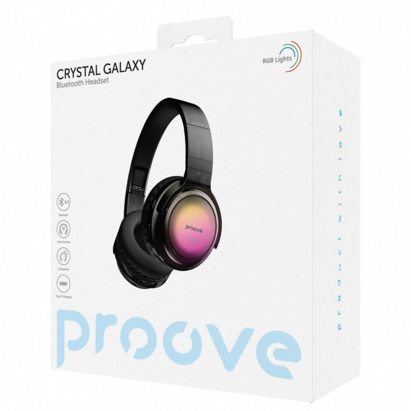 Фото - Наушники накладные беспроводные Proove Crystal Galaxy transparent Black (HPCG00010001)
