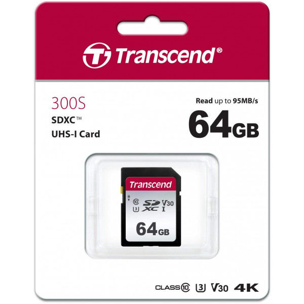 Фото - Карта памяти Transcend SDXC 300S 64GB UHS-I U3 (TS64GSDC300S)