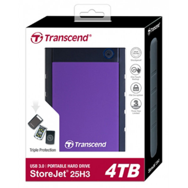Фото - Жорсткий диск зовнішній Transcend StoreJet 4TB USB 3.0 Purple (TS4TSJ25H3P)