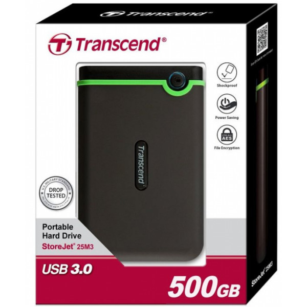 Фото - Жесткий диск внешний Transcend StoreJet 500GB USB 3.0 Iron Gray Slim (TS500GSJ25M3S)
