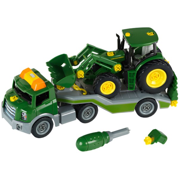 Фото - Наземная строительная техника Klein John Deere - Трактор с транспортером, 1:24 (3908)