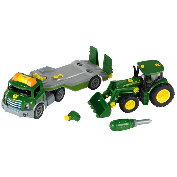 Фото - Наземная строительная техника Klein John Deere - Трактор с транспортером, 1:24 (3908)