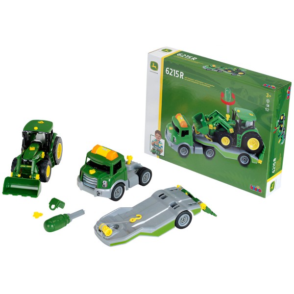 Фото - Наземная строительная техника Klein John Deere - Трактор с транспортером, 1:24 (3908)