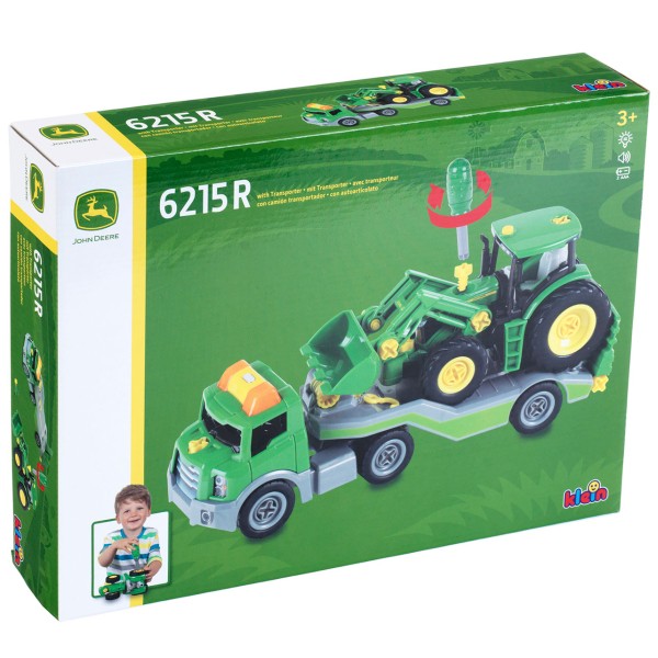 Фото - Наземная строительная техника Klein John Deere - Трактор с транспортером, 1:24 (3908)