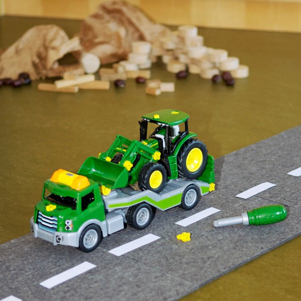 Фото - Наземная строительная техника Klein John Deere - Трактор с транспортером, 1:24 (3908)