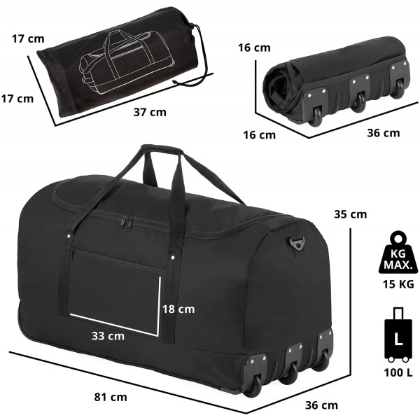 Фото - Сумка дорожня TravelZ Wheelbag 100 Liter Black (603091)