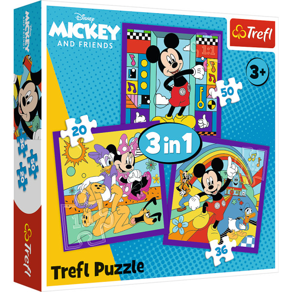 Фото - Пазли (3-4 роки) Trefl 3in1 Disney Міккі та його весела команда (34894)