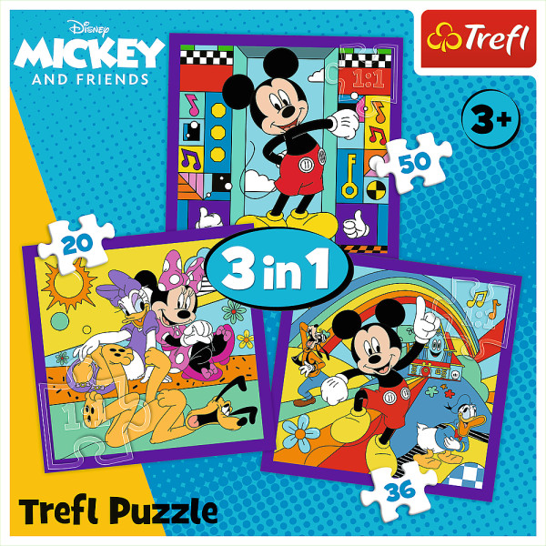 Фото - Пазли (3-4 роки) Trefl 3in1 Disney Міккі та його весела команда (34894)