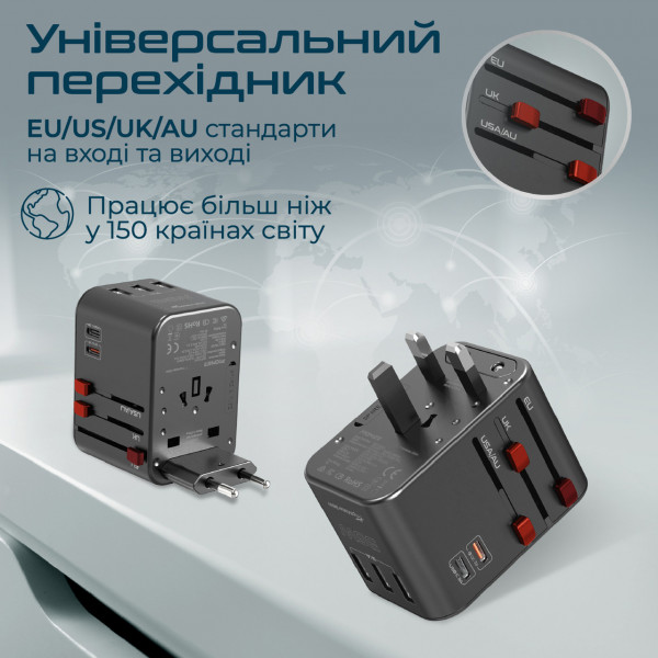 Фото - Мережевий зарядний пристрій Promate Tripmate-36w.Black