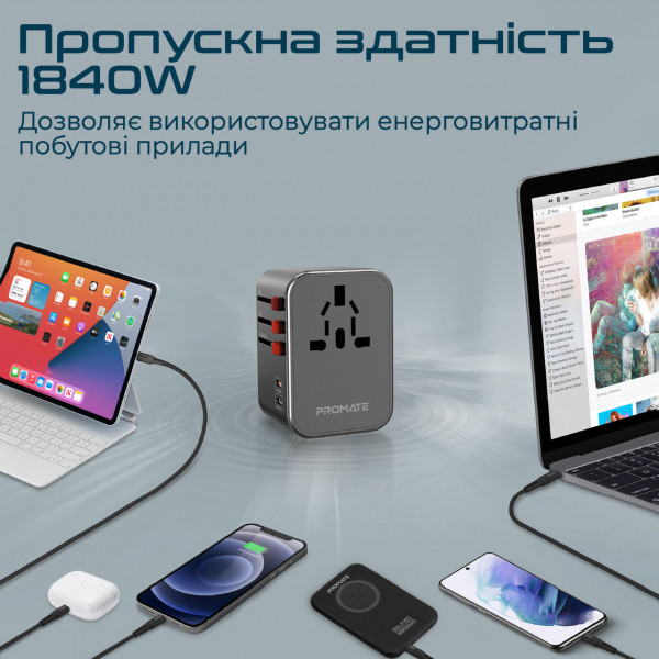 Фото - Мережевий зарядний пристрій Promate Tripmate-36w.Black