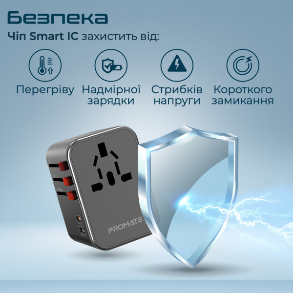 Фото - Мережевий зарядний пристрій Promate Tripmate-36w.Black