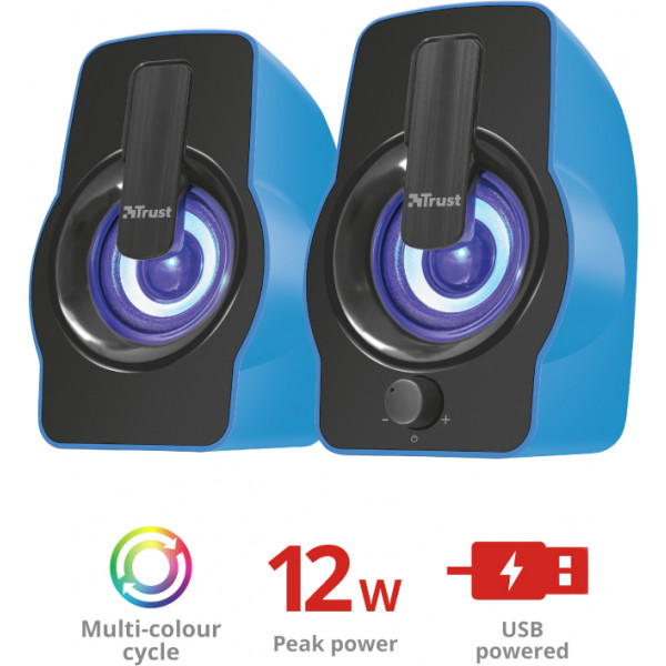 Фото - Комп'ютерна акустика звичайна 2.0 Trust Gemi RGB 2.0 Speaker Set Blue USB (22978)