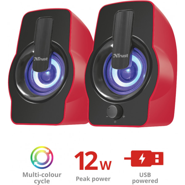 Фото - Комп'ютерна акустика звичайна 2.0 Trust Gemi RGB 2.0 Speaker Set Red USB (22979)