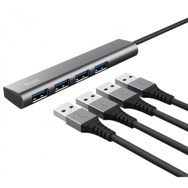 Фото - Хаб USB Trust Halyx 4-Port USB-A 3.2 Grey (24947)