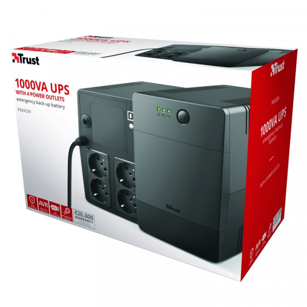 Фото - Джерело безперебійного живлення Trust Paxxon 1000Va UPS 4 Outlets (23504)