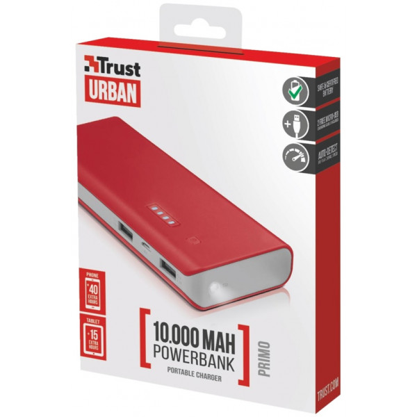 Фото - Батарея мобільна Trust Primo 10000 mAh Red (22073)
