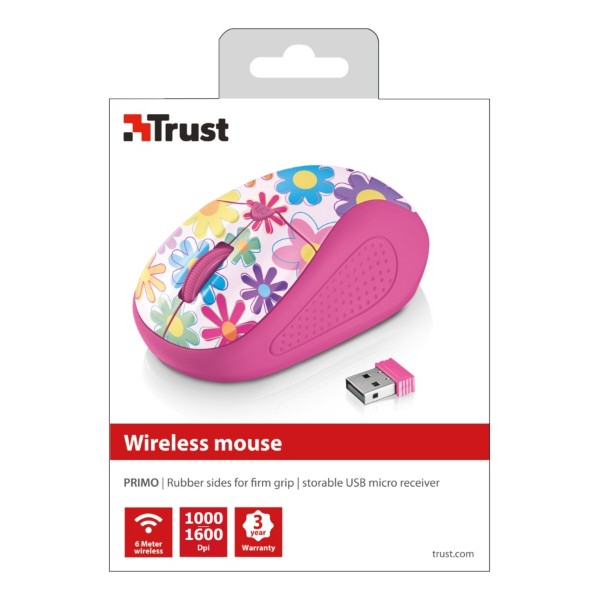 Фото - Мышь беспроводная Trust Primo Wireless Mouse Pink Flowers (21481)