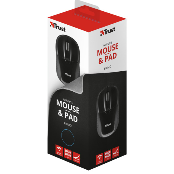 Фото - Мышь беспроводная Trust Primo Wireless Mouse With Mouse Pad Black (21979)