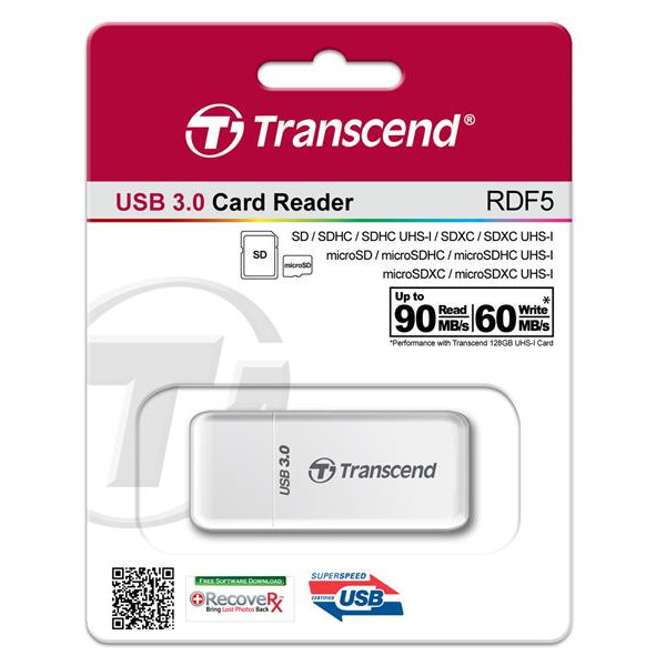 Фото - Кардридер Transcend USB 3.1 Gen 1, белый (TS-RDF5W)