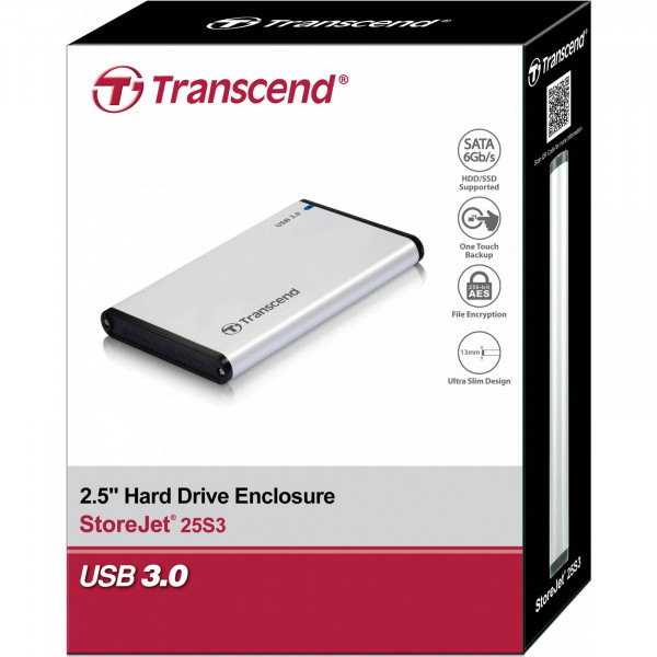 Фото - Внешний карман для HDD/SSD Transcend 2.5'' HDD/SSD Transcend USB 3.0 Aluminum (TS0GSJ25S3)