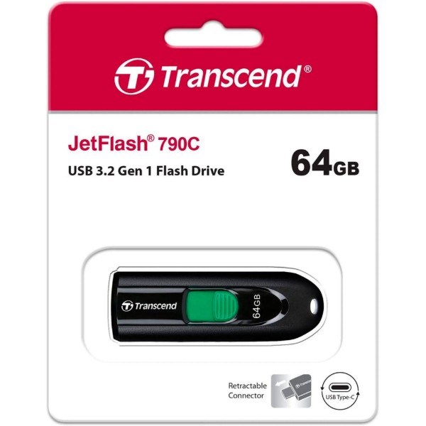 Фото - Флеш USB Transcend JetFlash 790C 64GB USB 3.2 Type-C Black (TS64GJF790C)