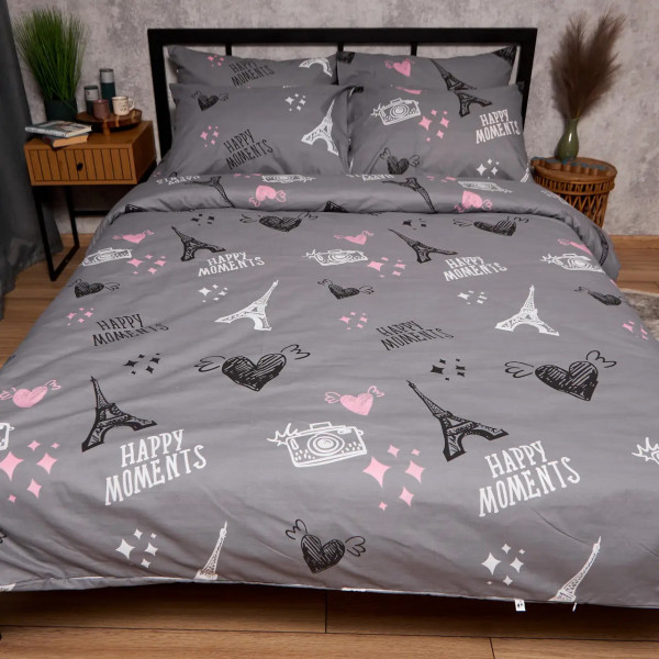 Фото - Комплект постільної білизни Moon&Star Бязь Gold Люкс Paris Moments King Size 220x240 нав. 4х70х70 (MS-820009559)