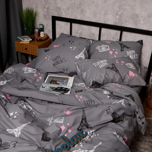 Фото - Комплект постільної білизни Moon&Star Бязь Gold Люкс Paris Moments King Size 220x240 нав. 4х70х70 (MS-820009559)