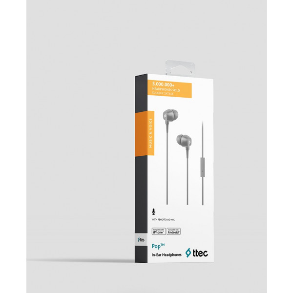 Фото - Навушники вкладиші дротові Ttec Pop Gray (2KMM13GR)