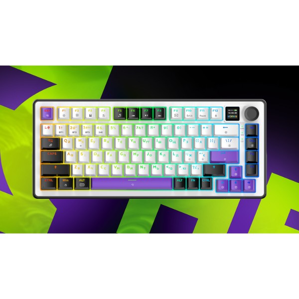 Фото - Клавиатура беспроводная игровая Hator Hellyberry HK75 РRO wireless White-Violet (HK75_PRO_wireless)