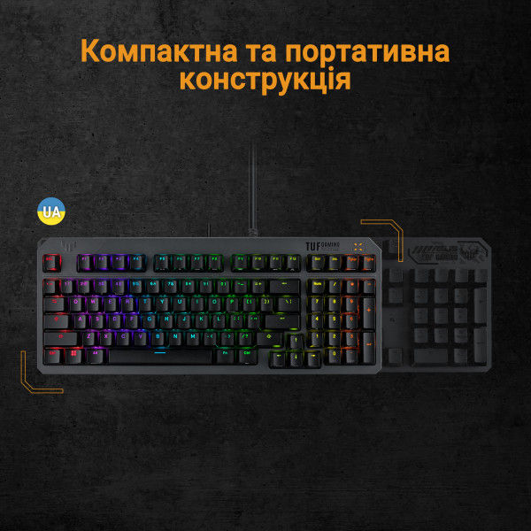 Фото - Клавиатура проводная игровая Asus TUF Gaming K3 Gen II 97key Optical-Mechanical RGB Switch USB-A EN/UK Black (90MP0390-BKMA00)