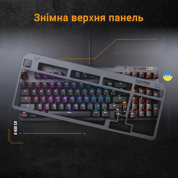 Фото - Клавиатура проводная игровая Asus TUF Gaming K3 Gen II 97key Optical-Mechanical RGB Switch USB-A EN/UK Black (90MP0390-BKMA00)