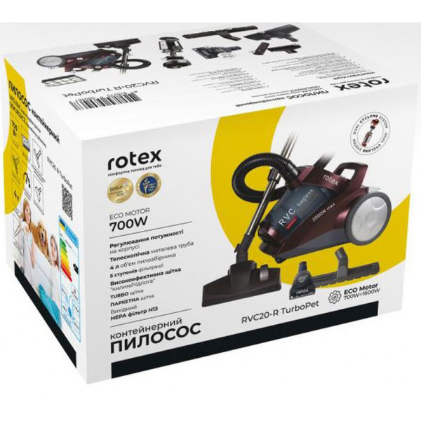 Фото - Пылесос для сухой уборки без мешка Rotex RVC20-R TurboPet