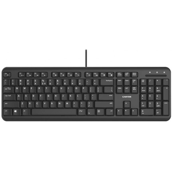 Фото - Клавіатура дротова Canyon HKB-20 Velvet Silent ENG/UKR Black (CNS-HKB02)