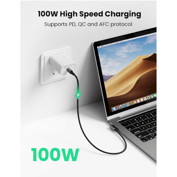 Фото - Кабель UGREEN US334 USB 2.0 Type-C M-M 2 m 20V/5A 100W Black (70645)