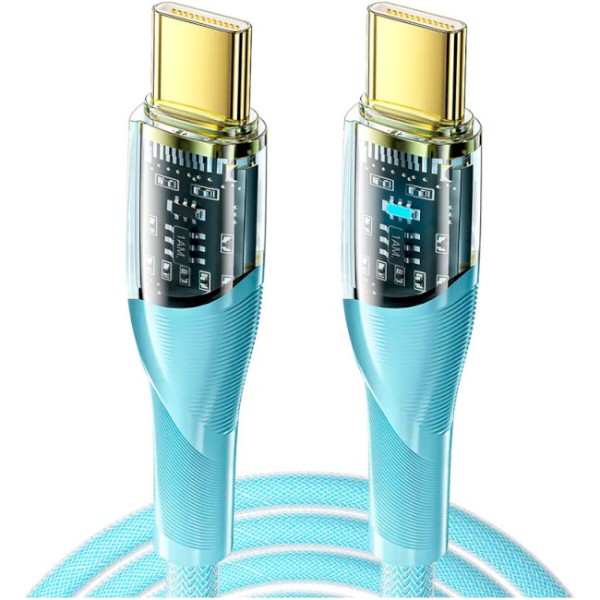 Фото - Кабель Essager Interstellar Transparent Design USB Charging Cable Type C to Type C 100W 1m Blue (EXCTT1-XJ03-P)